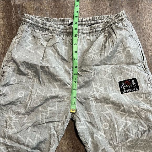 Van Grack Pants Mens Small Gray Geometric Windbreaker Nylon Vintage 90s Hip Hop - Picture 4 of 10